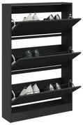 fekete szerelt fa cipőszekrény 80 x 21 x 125,5 cm