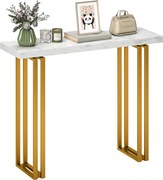 HOMCOM konzolasztal, előszoba konzol márványhatású lappal, acélváz, karcsú modern dizájn, kanapévég asztal nappaliba, 100 x 30 x 78,5 cm | Aosom