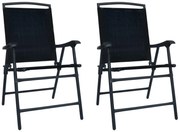 2 db fekete összecsukható kerti textilén szék