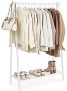 Ruhatartó állvány akasztórúddal és polccal, 33,5 × 92,5 × 153 cm, fehér színben