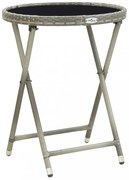 szürke polyrattan és edzett üveg teázóasztal 60 cm