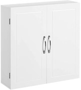 Fali fürdőszoba szekrény, két ajtós, skandináv stílusú, matt fehér, 60x18x60cm