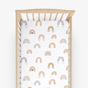 Goldea gyermek gumis pamut lepedő kiságyba - festett szivárványok 60 x 120 cm
