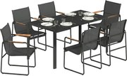 Outsunny 7 részes kültéri étkezőgarnitúra — 150×80 cm edzett üvegasztal, 6 hálós szék | Aosom