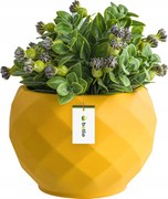 Virágcserép kerámia fedél sárga színben 15,5 cm H14,5 cm matt