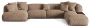 Világosbarna bársony moduláris sarokkanapé (jobb oldali-U alakú) Martina – Micadoni