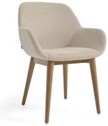 Bézs kárpitozott karfás étkezőfotel Konna – Kave Home