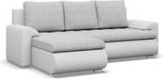 Tokio sarokkanapé, 2 ágyneműtartóval, fonott + műbőr, baloldali, szürke - fehér
