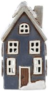 Karácsonyi dekoráció Téli házikó, kerámia,teásgyertyához, szürke