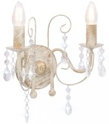 antik fehér fali lámpa gyöngyökkel 2 x E14