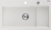 Mexen Omar gránit mosogató 1-medencés 800 x 480 mm, fehér, króm szifon - 6520801005-20