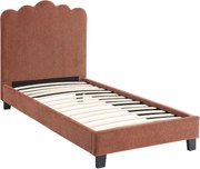 Ágy 90x200 cm méretben, vörösesbarna színben, szövet kárpittal CRATER