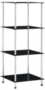 4 szintes fekete edzett üveg polc 40 x 40 x 100 cm