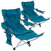 DIVERO® Kempingszék összecsukható lábtartóval 2db kék