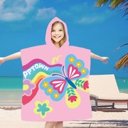 Gyermek poncsó BUTTERFLY rózsaszín 60x90 cm