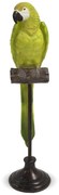 Tropical design fekete csőrös világoszöld papagáj szobor barna állványon 47x12x12cm