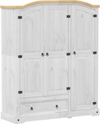 vidaXL fehér Corona tömör fenyőfa ruhásszekrény 151,5 x 52 x 186 cm