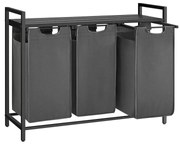 3 rekeszes szennyestartó, sötétszürke