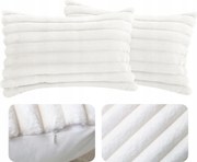 Díszpárnahuzat Szett Bársony Csikos Puha Kényelmes Dekoratív 2DB Fehér 30X50