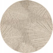 Kerek Zsinóros Szőnyeg Bézs Levelek Otthonra Teraszra Erkély Terasz Átm. 133 cm