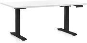 Állítható magasságú asztal OfficeTech D, 140 x 80 cm, fekete alap, fehér