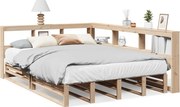 vidaXL tömör fenyőfa könyvespolcos ágy matrac nélkül 160 x 200 cm