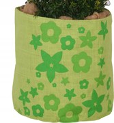 Juta virágtartó fedél "Virágok" felirattal 45 x ⌀55 cm világoszöld