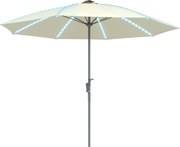 Outsunny Kültéri Terasz Napernyő LED Fényekkel Ø300x256 cm Kerti Napernyő Forgókarral UV50+ Védelemmel és Alumínium Lábbal Teraszhoz, Medencéhez, Teng