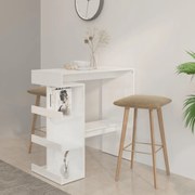 magasfényű fehér bárasztal tárolópolccal 100 x 50 x 101,5 cm