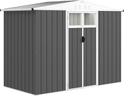 Outsunny Fém Kerti Tároló 2,7 m² 246 x 117 x 180 cm Ablakkal, 4 Szellőzővel és Zárható Ajtóval, Kültéri Acél Kerti Sátor, Szürke | Aosom