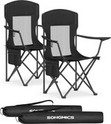 SONGMICS kempingszék szett (2 db), összecsukható kültéri székek, fekete