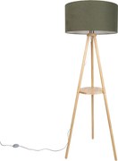 Fa háromlábú állólámpa zöld búrával 50 cm - Lou