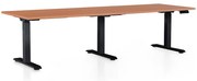 OfficeTech Long állítható magasságú asztal, 240 x 80 cm, fekete alap, cseresznye
