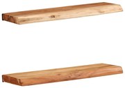2 darab tömör akácfa fali polc 60x20x3,5 cm