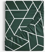 Goldea pamut körgumis lepedő - mozaik minta, sötétzöld alapon 160 x 200 cm