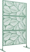 Outsunny Kültéri Választófal 3 Részből Álló Nagy Levél Mintával és Acélvázzal, 122x45x198 cm, Zöld | Aosom