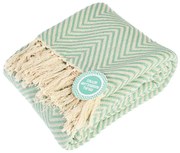 Mentazöld pamut takaró 150x235 cm Herringbone – Rex London