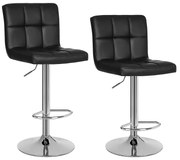 Bárszék szett 2 db-os, állítható magasság, szintetikus bőr, fekete