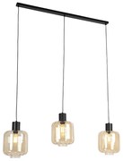 Design lógólámpa fekete borostyánüveggel, 3 lámpás, 161,5 cm - Qara
