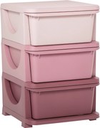 HOMCOM Fiataloknak Készült Fiókos Szekrény Tárolóhelyiségekkel, Játék Szervező, Játékdoboz, Három Szinten a Gyerekszobába, 3-6 Éveseknek Rózsaszín 37