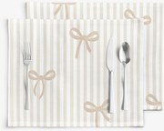 Goldea pamut reggeliző alátét - latte masnik és csíkok - 2db 30 x 40 cm