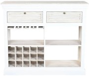 Antik fehér mangófa bortartó szekrény 15 palackos pohártartóval