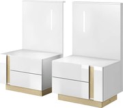 2 éjjeliszekrény, fehér/grandson tölgy/fehér magas fényű, CITY