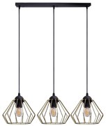 Csillár zsinóron CEED GOLD 3xE27/60W/230V fekete/arany