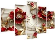 Kép - 3D piros-arany virágok (150x105 cm)