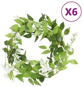 6 db fehér karácsonyi virágfüzér 200 cm