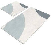 Szürke-krémszínű bársony fürdőszobai kilépő szett 2 db-os 60x100 cm Abstract Shapes – Mila Home