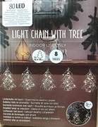 Láncfüzér 8 db világító ezüst karácsonyfával 205 cm 80 Led Outlet