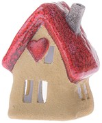 Szív ház kerámia gyertyatartó, 12,4 x 16 x 9,3 cm