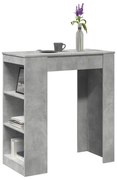 betonszürke szerelt fa tárolórekeszes bárasztal 95x47x103,5 cm